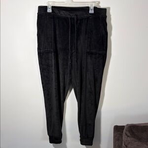 Women’s House of Harlow 1960 Velour Black Jogger Pants - Drawstring Waist - XL